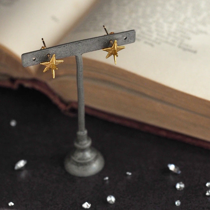 sasakihitomi Star Earrings Brass 18k Gold Coating Binaural Set Women's [No-038B] 