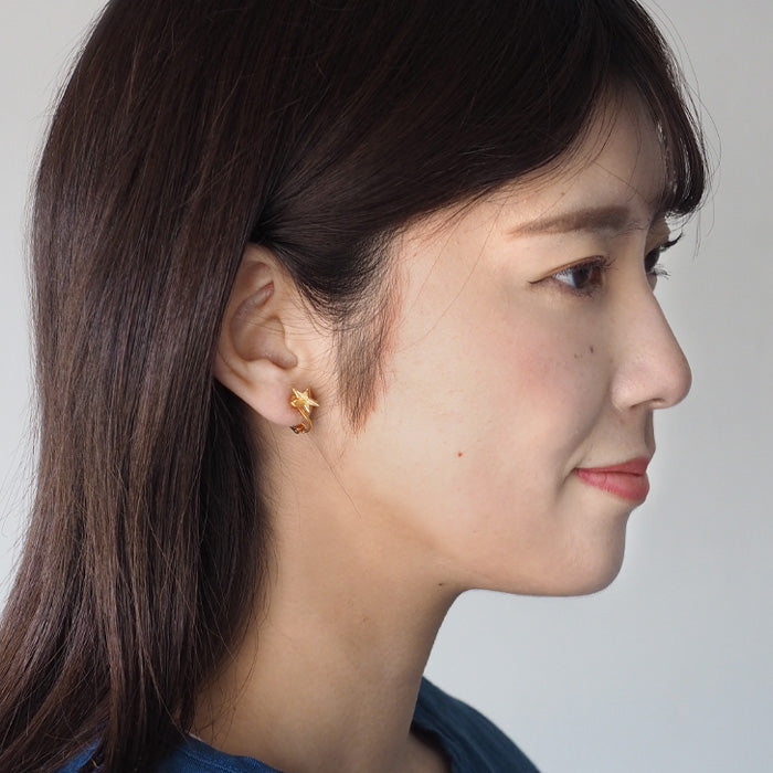 sasakihitomi（ササキヒトミ） お星さまイヤリング 真鍮 18金コーティング 両耳セット レディース [No-038B-E]