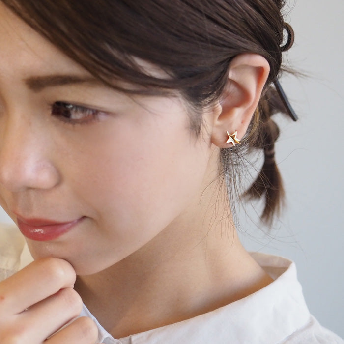 sasakihitomi 星星耳環黃銅 18k 金塗層雙耳套裝女款 [No-038B] 