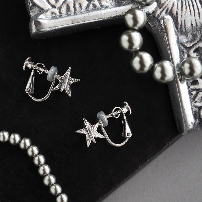 sasakihitomi アクセサリー作家・佐々木ひとみ お星さまイヤリング シルバー 両耳セット [No-038S-E]