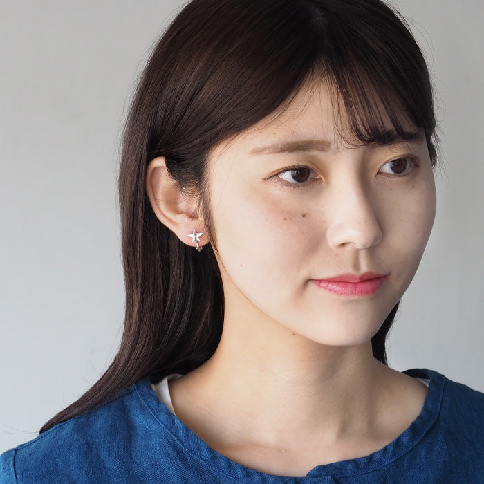sasakihitomi アクセサリー作家・佐々木ひとみ お星さまイヤリング シルバー 両耳セット [No-038S-E]