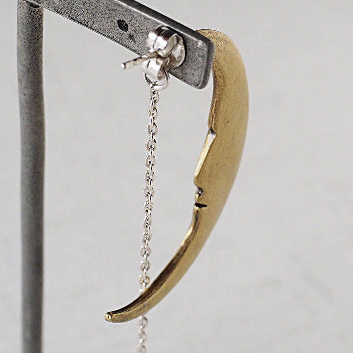 sasakihitomi(ササキヒトミ) 月と星のピアス 片耳 真鍮の月＆シルバーの星 レディース [No-039]