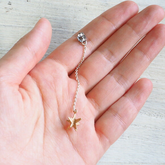 [Catch only] sasakihitomi moon and star earrings one ear silver &amp; brass brass gold star catch ladies [No-039-catch-g] 