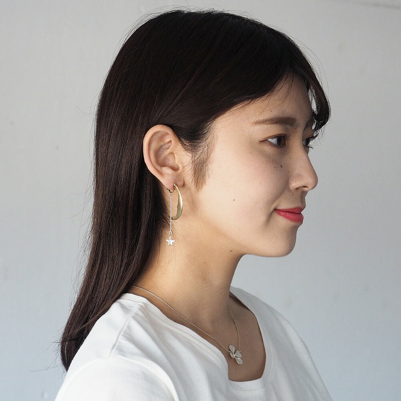 sasakihitomi moon and star earrings one ear silver &amp; brass ladies [No-039-E] 