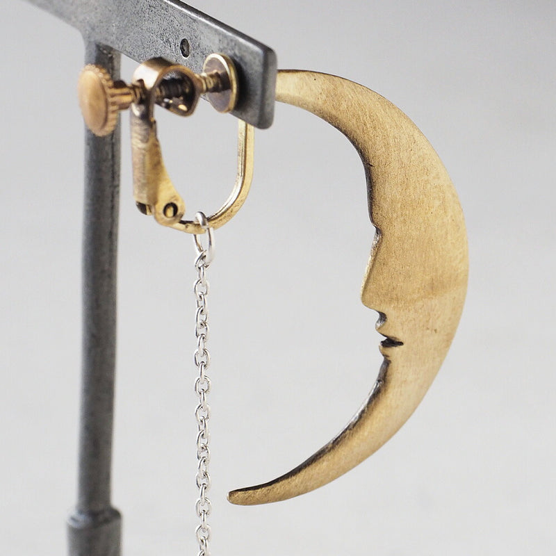 sasakihitomi moon and star earrings one ear silver &amp; brass ladies [No-039-E] 