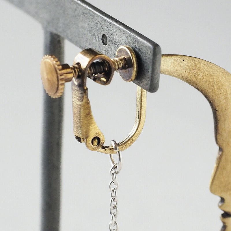 sasakihitomi moon and star earrings one ear silver &amp; brass ladies [No-039-E] 