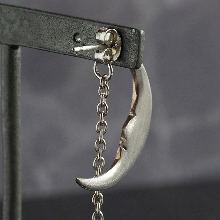 sasakihitomi Moon and Star Earrings S Size Silver Moon &amp; Brass Star One Ear Women's [No-039-S] 