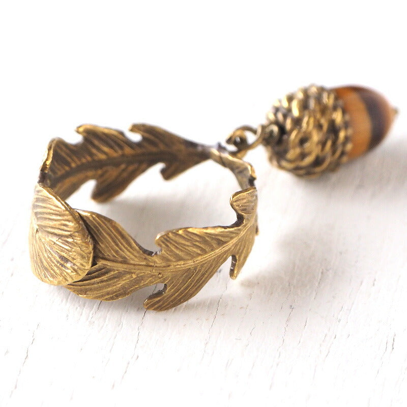 sasakihitomi（ササキヒトミ） どんぐりリング 真鍮＆タイガーアイ フリーサイズ レディース [No-041]