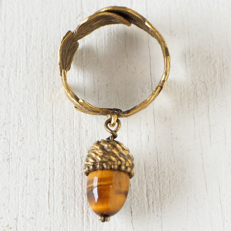 sasakihitomi（ササキヒトミ） どんぐりリング 真鍮＆タイガーアイ フリーサイズ レディース [No-041]