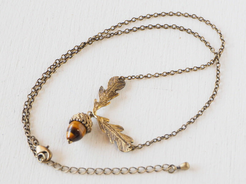 sasakihitomi acorn necklace S size brass &amp; tiger eye ladies [No-042]