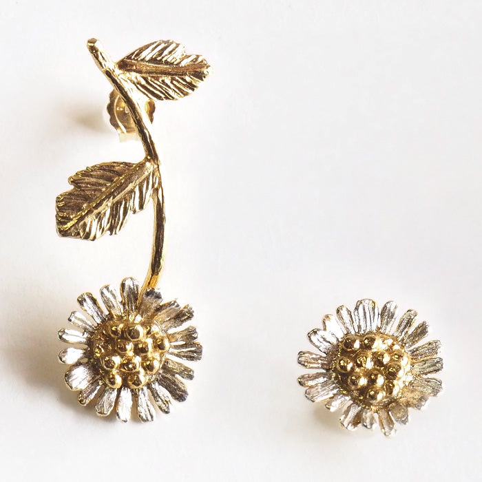 sasakihitomi（ササキヒトミ） コギクピアス アシンメトリー シルバー925 18金コーティング 両耳セット レディース [No-045]
