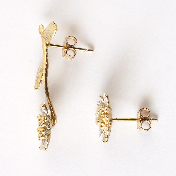 sasakihitomi（ササキヒトミ） コギクピアス アシンメトリー シルバー925 18金コーティング 両耳セット レディース [No-045]