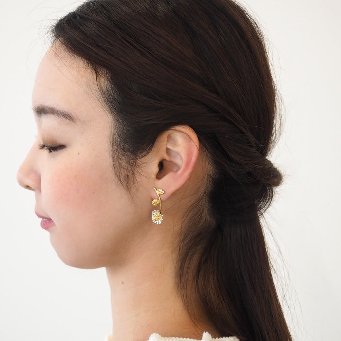 sasakihitomi Kogiku 耳環不對稱銀 925 18K 金塗層雙耳套裝女士 [No-045] 