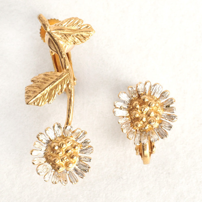 sasakihitomi Kogiku Earrings Asymmetric Binaural Set Silver 925 18k Gold Coating Women's [No-045-E] 