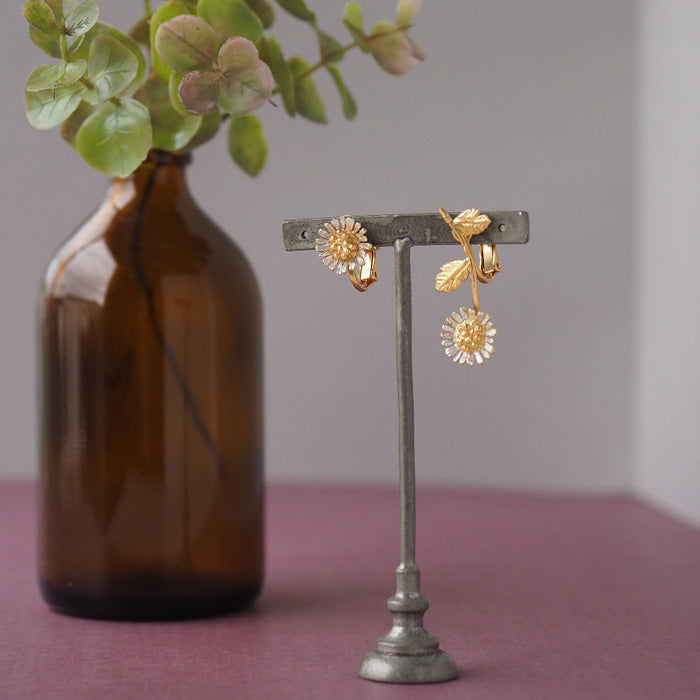 sasakihitomi Kogiku Earrings Asymmetric Binaural Set Silver 925 18k Gold Coating Women's [No-045-E] 