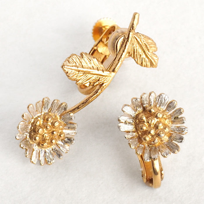 sasakihitomi Kogiku Earrings Asymmetric Binaural Set Silver 925 18k Gold Coating Women's [No-045-E] 