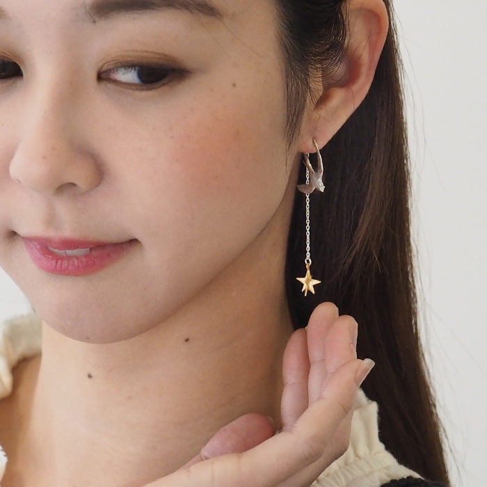sasakihitomi (Sasaki Hitomi) Tsubame and Star Earrings One Ear Silver 925 &amp; Brass Women's [No-047S] 