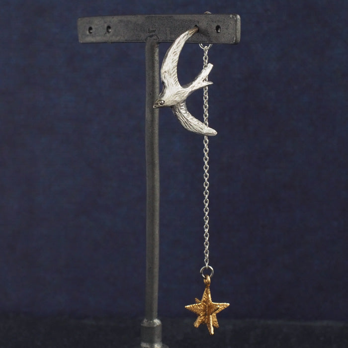 sasakihitomi (Sasaki Hitomi) Tsubame and Star Earrings One Ear Silver 925 &amp; Brass Women's [No-047S] 