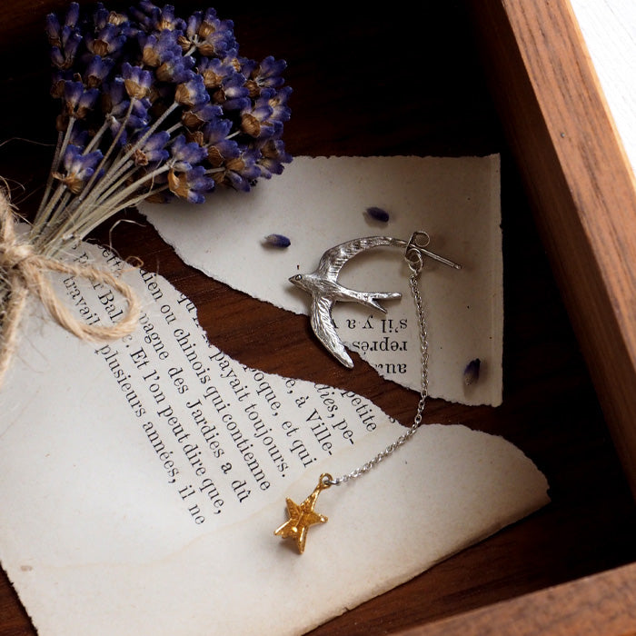 sasakihitomi (Sasaki Hitomi) Tsubame and Star Earrings One Ear Silver 925 &amp; Brass Women's [No-047S] 