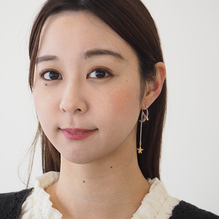 sasakihitomi (Sasaki Hitomi) Tsubame and Star Earrings One Ear Silver 925 &amp; Brass 女款 [No-047S] 
