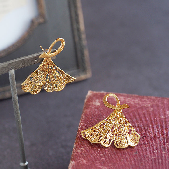 sasakihitomi（ササキヒトミ） いちょうピアス Ｌ18金コーティング 両耳セット レディース [No-049L]