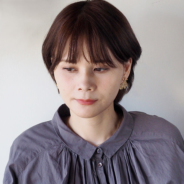 sasakihitomi（ササキヒトミ） いちょうピアス Ｌ18金コーティング 両耳セット レディース [No-049L]