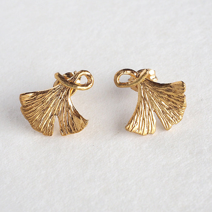 sasakihitomi（ササキヒトミ） いちょうピアス Sサイズ 真鍮 18金コーティング 両耳セット[No-049S]