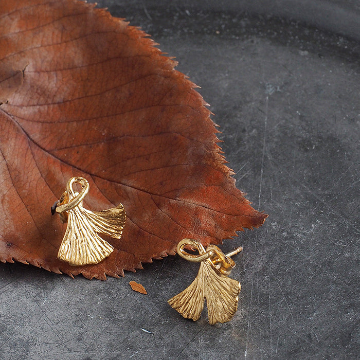 sasakihitomi（ササキヒトミ） いちょうピアス Sサイズ 真鍮 18金コーティング 両耳セット[No-049S]