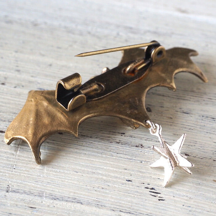 sasakihitomi bat and star brooch brass &amp; silver star [No-052B] 