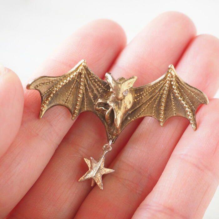 sasakihitomi bat and star brooch brass &amp; silver star [No-052B] 