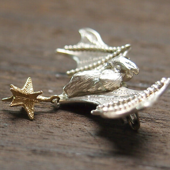 sasakihitomi bat and star brooch silver &amp; brass [No-052S] 