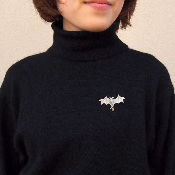 sasakihitomi bat and star brooch silver &amp; brass [No-052S] 