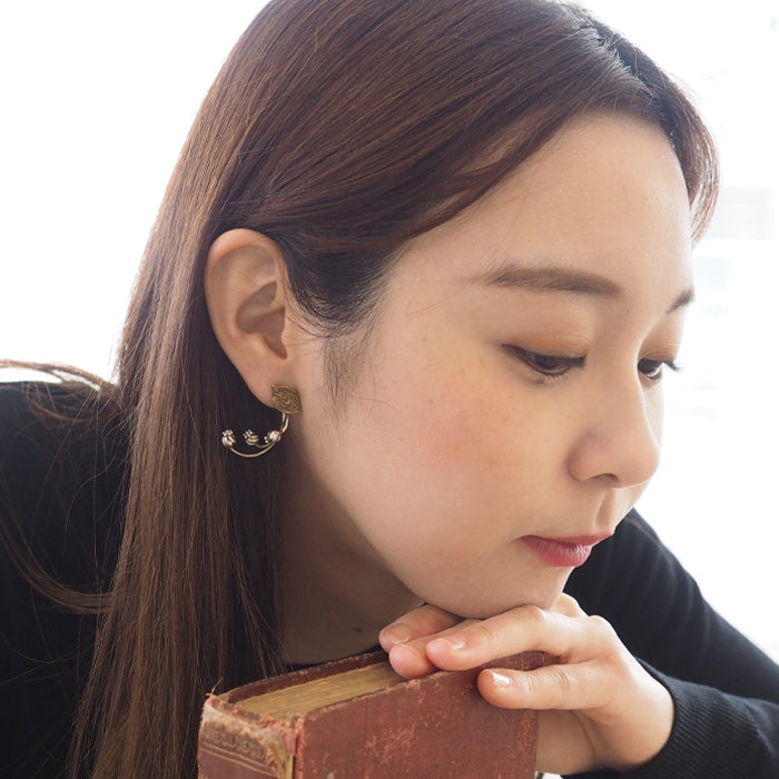 sasakihitomi Suzuran Earrings Brass &amp; Silver 925 Binaural Set Women's [No-060] 