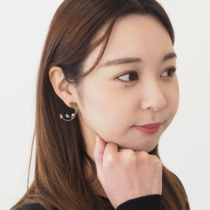sasakihitomi Suzuran Earrings Brass &amp; Silver 925 Binaural Set Women's [No-060] 