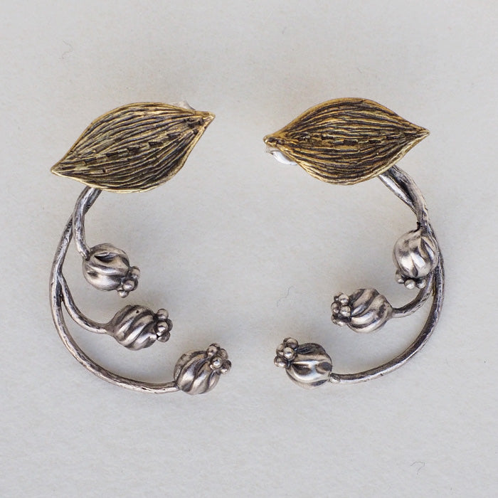 sasakihitomi Suzuran Earrings Brass &amp; Silver 925 Binaural Set Women's [No-060] 