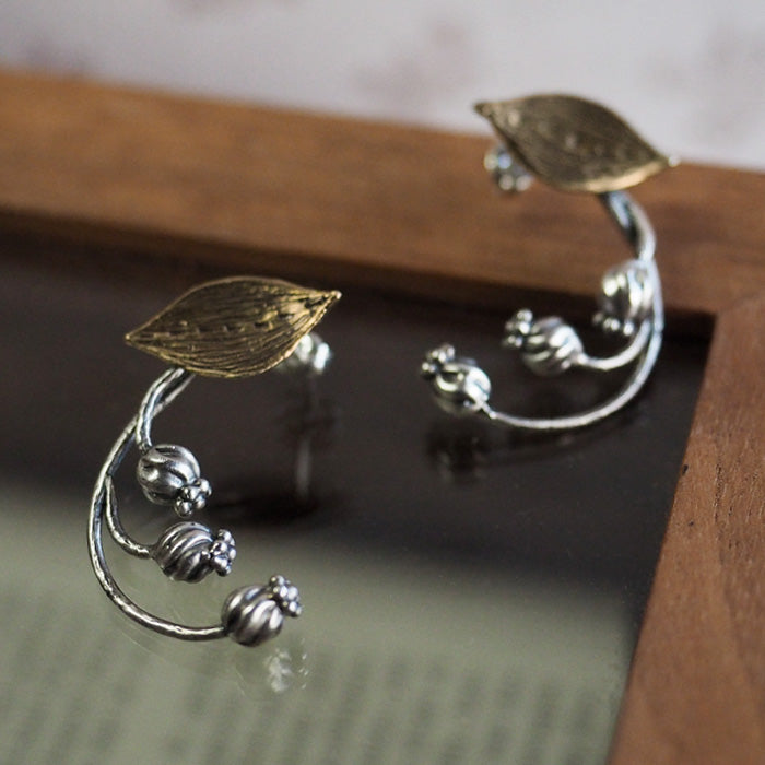 sasakihitomi Suzuran Earrings Brass &amp; Silver 925 Binaural Set Women's [No-060] 