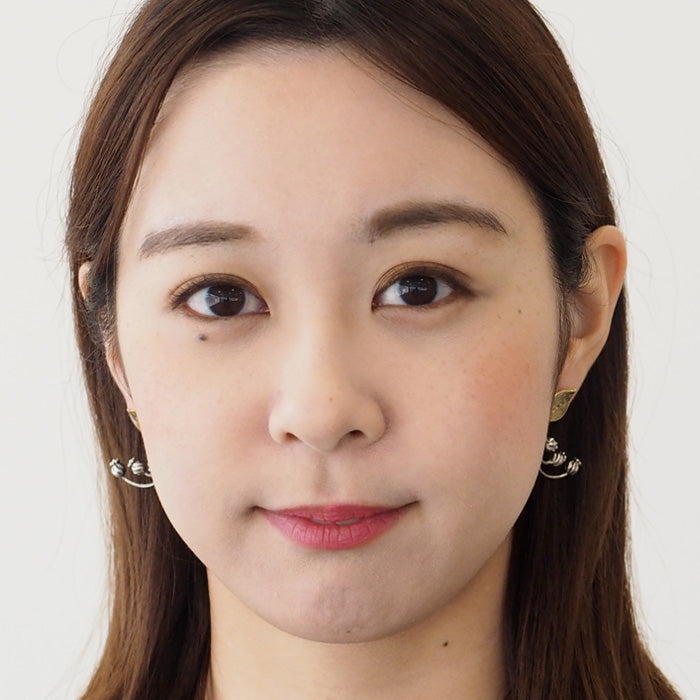 sasakihitomi Suzuran Earrings Brass &amp; Silver 925 Binaural Set Women's [No-060] 