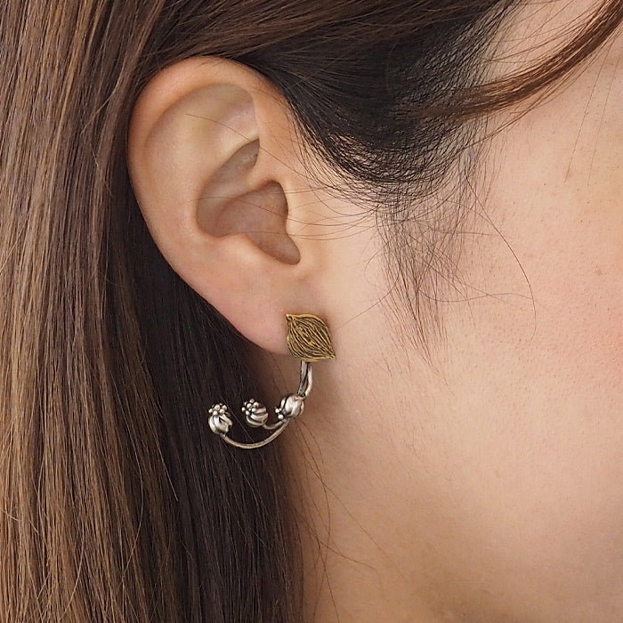 sasakihitomi Suzuran Earrings Brass &amp; Silver 925 Binaural Set Women's [No-060] 