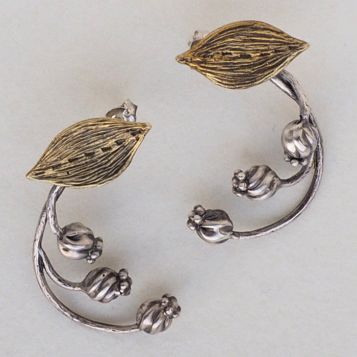 sasakihitomi Suzuran Earrings Brass &amp; Silver 925 Binaural Set Women's [No-060] 