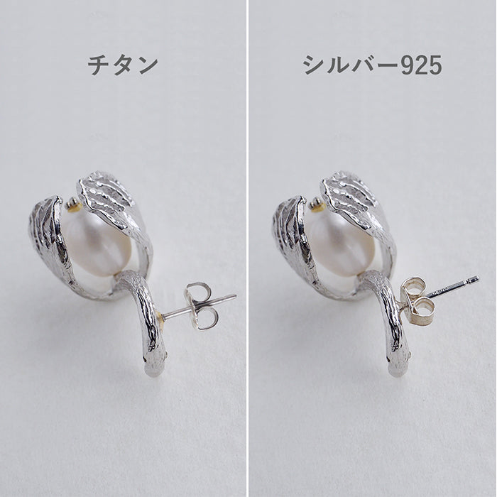 sasakihitomi Swan Earrings Silver &amp; White Pearl 雙耳套裝 女款 [No-070] 