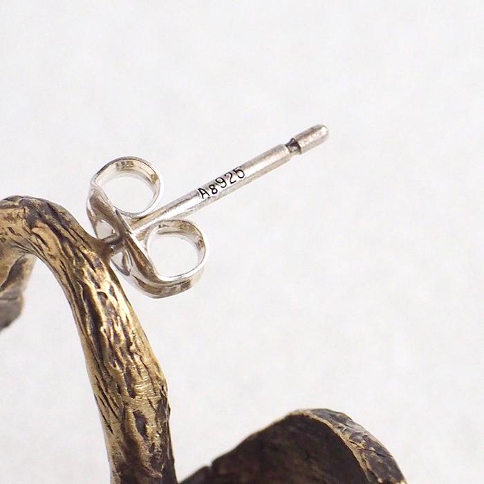 sasakihitomi Swan Earrings Brass &amp; Pearl Binaural Set Women's [No-070B] 