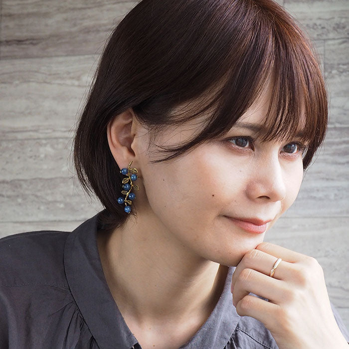 sasakihitomi Nut Earrings Brass &amp; Kyanite Set of 2 Ladies [No-073] 