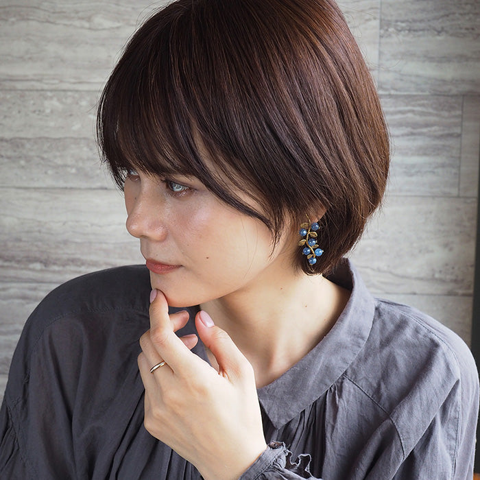 sasakihitomi Nut Earrings Brass &amp; Kyanite Set of 2 Ladies [No-073] 