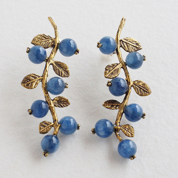 sasakihitomi Nut Earrings Brass &amp; Kyanite Set of 2 Ladies [No-073] 