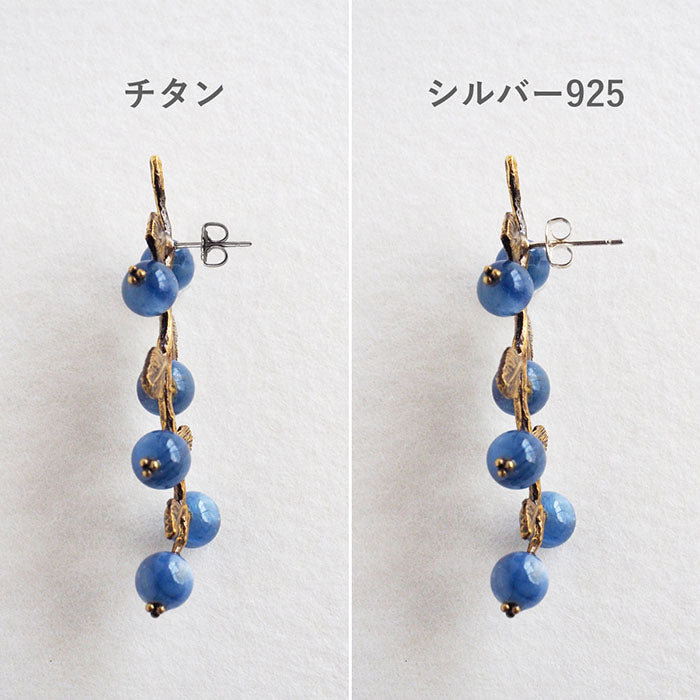 sasakihitomi 堅果耳環黃銅和藍晶石 2 件套女士 [No-073] 