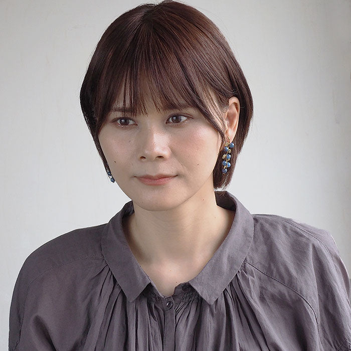 sasakihitomi Nut Earrings Brass &amp; Kyanite Set of 2 Ladies [No-073] 