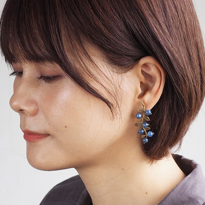 sasakihitomi Nut Earrings Brass &amp; Kyanite Set of 2 Ladies [No-073] 