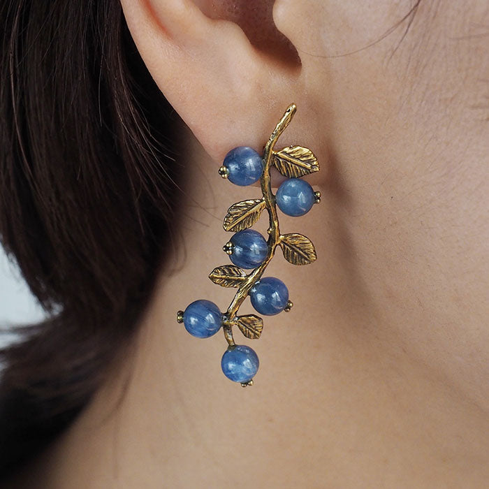 sasakihitomi Nut Earrings Brass &amp; Kyanite Set of 2 Ladies [No-073] 