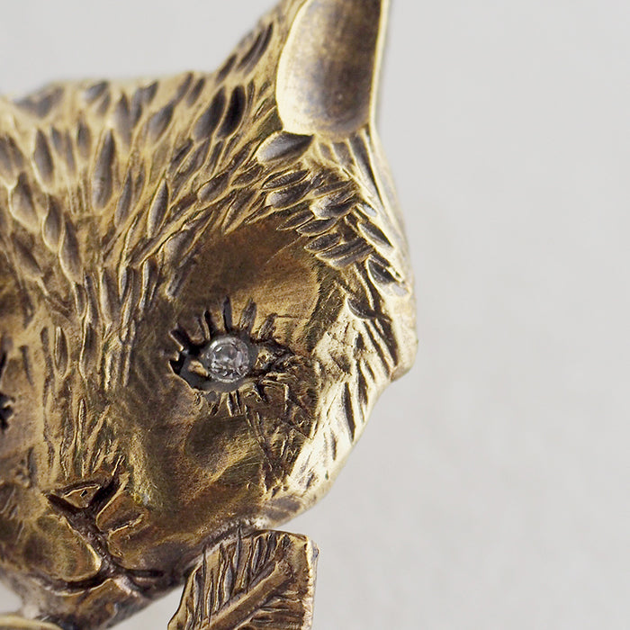 sasakihitomi cat brooch brass &amp; pearl [No-076] 