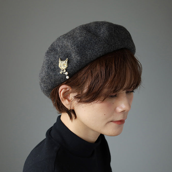 sasakihitomi cat brooch brass &amp; pearl [No-076] 